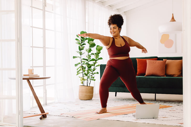 a woman doing yoga